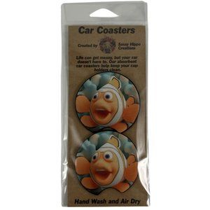 Car Coasters Surprised Clown Fish Ocean Beach Set of 2 Neoprene Absorbent